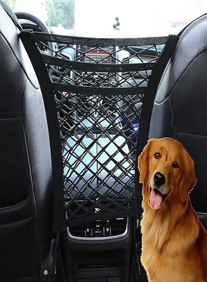 Barrier HR MALL car mesh Organizer car mid net Between car Front Seats car Storage Accessories Interior car seat net Holder Barrier of Backseat Pet Kids,Cargo Tissue Purse Holder (Pack of 1) - Image 1